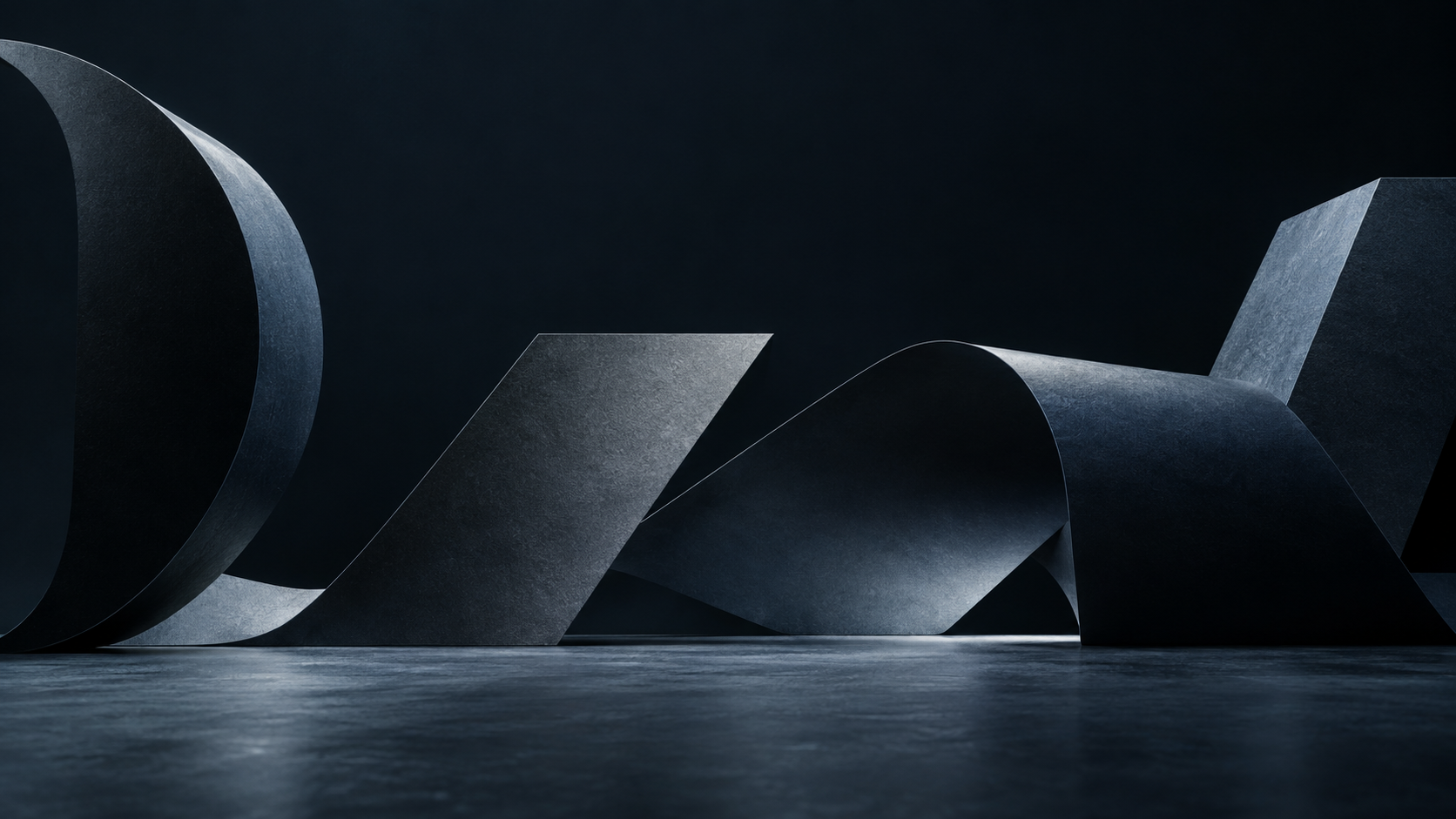 Conceptual blue-black study of wordless slate typographic fragments as visual material for ORISSA — Verse V.