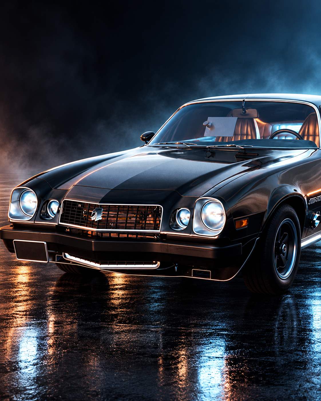 Private generated editorial poster for Upgraded 1974 Camaro; original archive reference preserved.